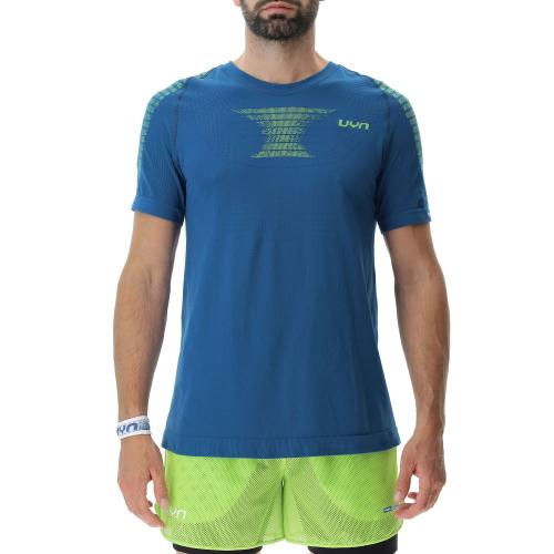 UYN Man Padel Series Smash Shirt Short Sleeves - blue poseidon/lime (Grösse: L) von UYN