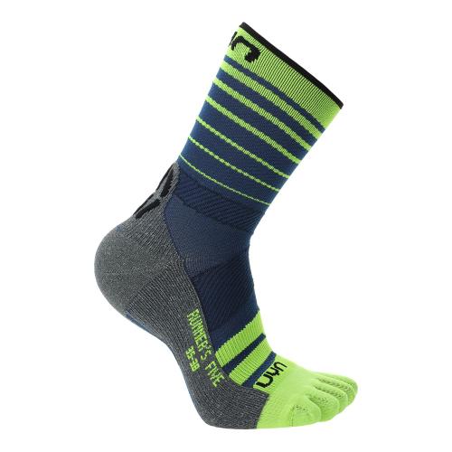 UYN Man Runners Five Socks - blue/yellow fluo (Grösse: 39/41) von UYN