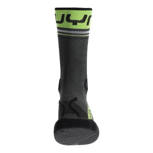 UYN Man Runners One Mid Socks - grey melange/lime green (Grösse: 35/38) von UYN