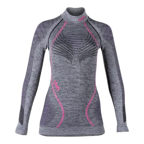 UYN Woman Ambityon Uw Shirt Lg_Sl Melange Turtle Neck - black melange/purple/raspberry (Grösse: L/XL) von UYN