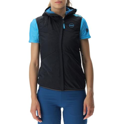 UYN Woman Crossover Ow Padded Vest Full Zip - black/black/sodalite blue (Grösse: L) von UYN