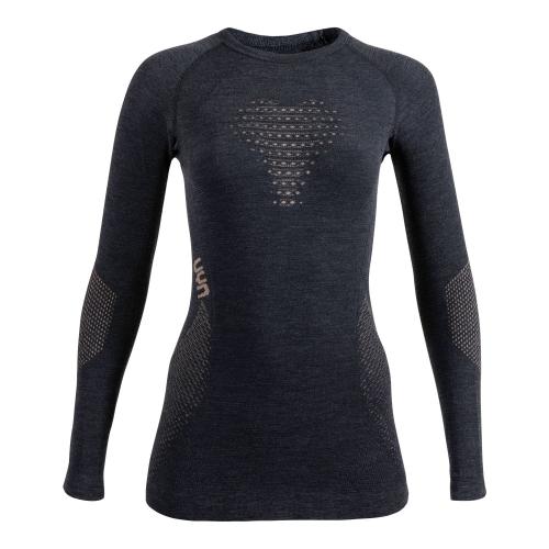 UYN Woman Fusyon Cashmere Uw Shirt Lg_Sl. - grey stone/copper (Grösse: L/XL) von UYN