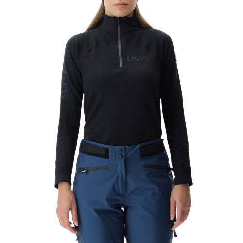 UYN Woman Nival 2Nd Layer Ow Shirt Long Sl. Half Zip - black/charcoal (Grösse: L) von UYN