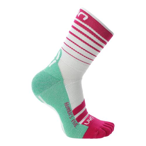 UYN Woman Runners Five Socks - white/fuchsia/green (Grösse: 35/36) von UYN