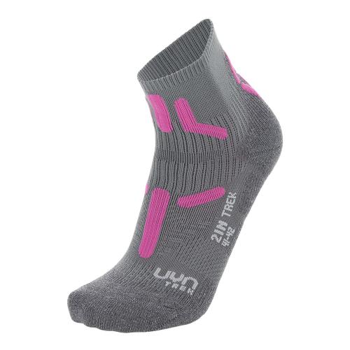 UYN Woman Trekking 2In Low Cut Socks - mid grey/pink (Grösse: 35/36) von UYN