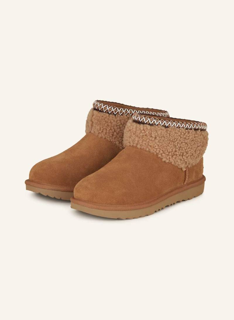 Ugg Boots Classic Ultra Mini Curly braun von Ugg