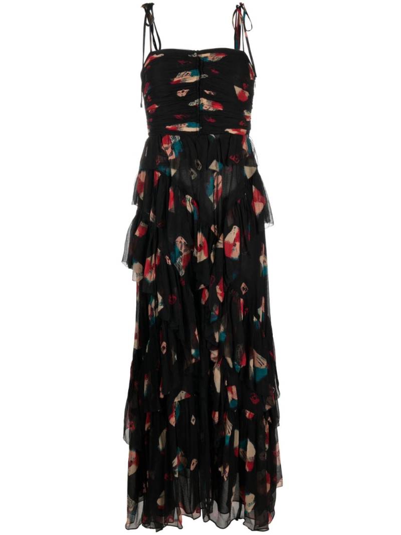 Ulla Johnson Aveline printed ruffled silk dress - Black von Ulla Johnson