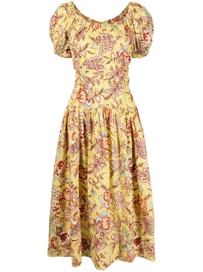 Ulla Johnson Golda floral-print midi dress - Yellow von Ulla Johnson