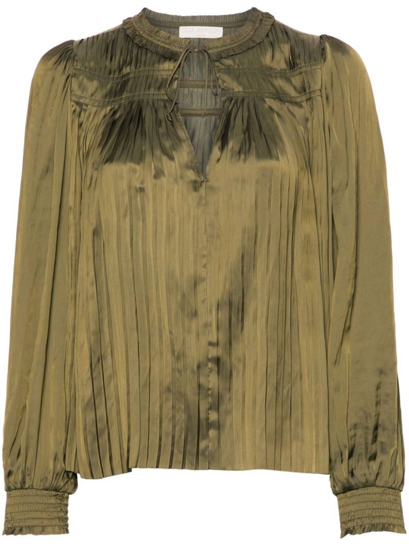 Ulla Johnson Leah plissé satin blouse - Green von Ulla Johnson