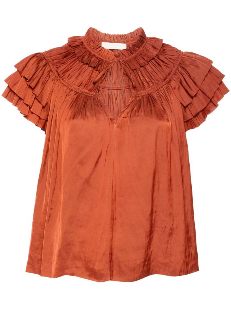 Ulla Johnson Liv plissé-effect blouse - Orange von Ulla Johnson