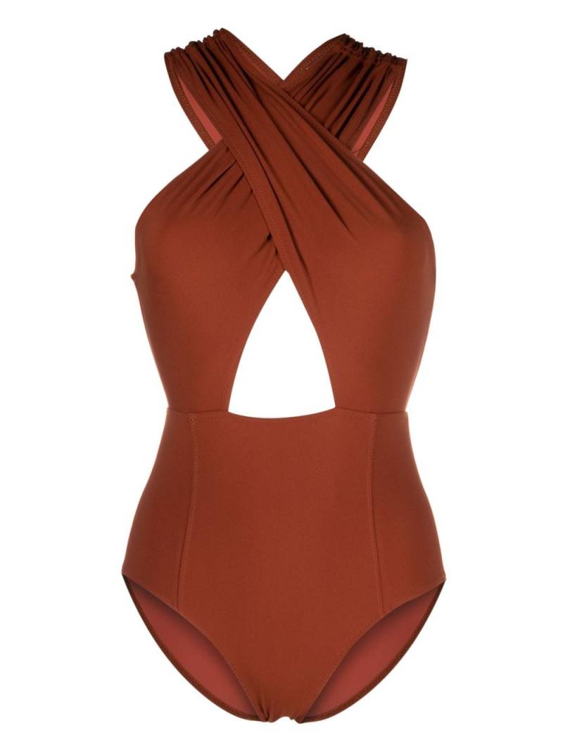 Ulla Johnson cross-over-strap swimsuit - Brown von Ulla Johnson