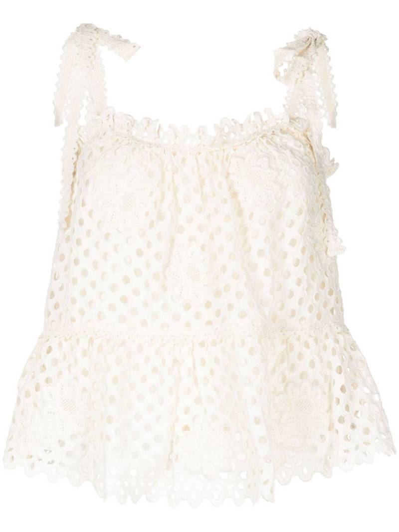 Ulla Johnson floral-appliqué perforated cotton blouse - White von Ulla Johnson