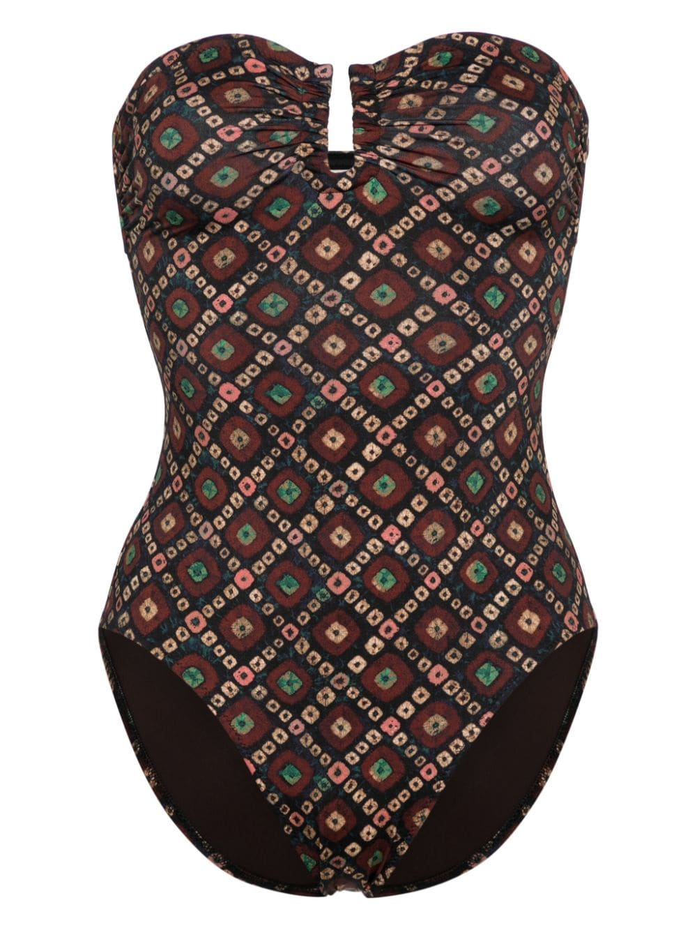 Ulla Johnson geometric-pattern print strapless swimsuit - Brown von Ulla Johnson