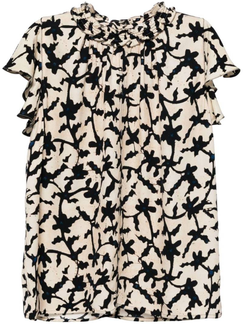 Ulla Johnson graphic-print round-neck top - Neutrals von Ulla Johnson