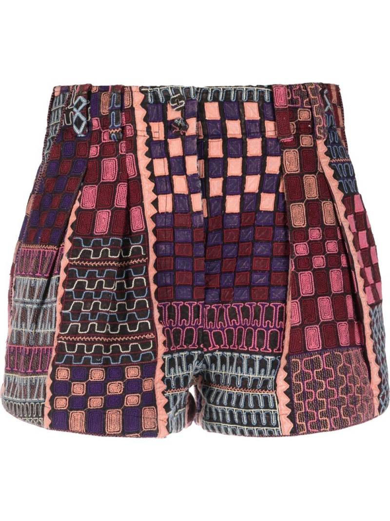 Ulla Johnson patchwork-print cotton shorts - Red von Ulla Johnson