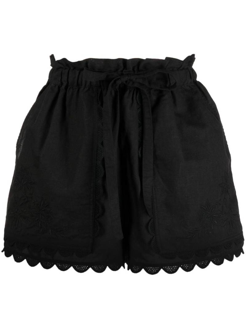 Ulla Johnson scallop-edge embroidered mini shorts - Black von Ulla Johnson