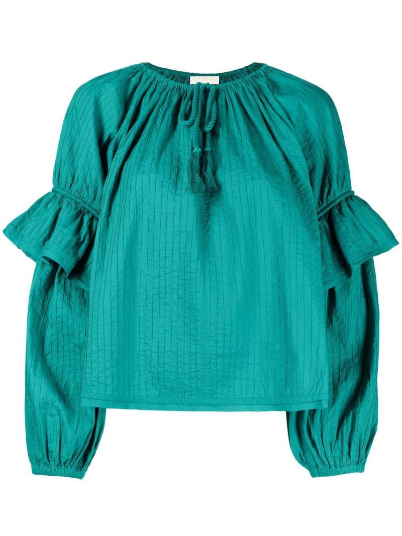 Ulla Johnson tie-front puff-sleeve blouse - Green von Ulla Johnson