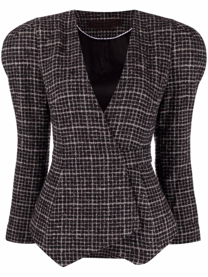 Ulyana Sergeenko check wrap-style blazer - Black von Ulyana Sergeenko