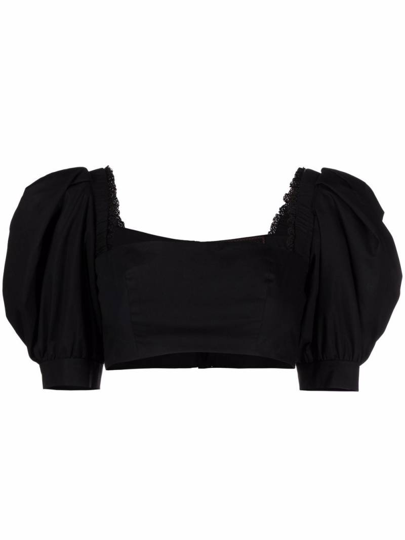 Ulyana Sergeenko cropped square-neck top - Black von Ulyana Sergeenko