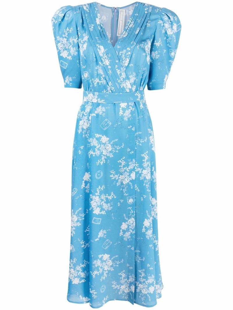 Ulyana Sergeenko floral-print midi dress - Blue von Ulyana Sergeenko