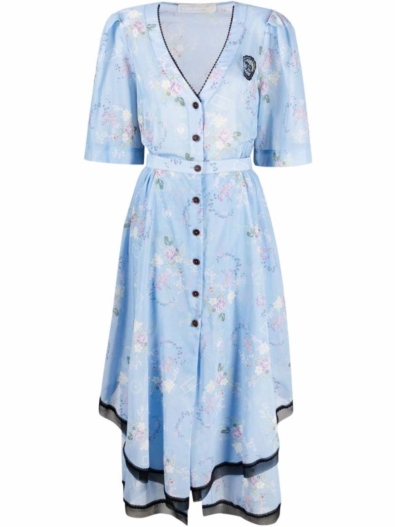 Ulyana Sergeenko floral-print shirt dress - Blue von Ulyana Sergeenko