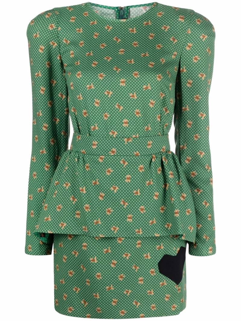 Ulyana Sergeenko printed peplum dress - Green von Ulyana Sergeenko