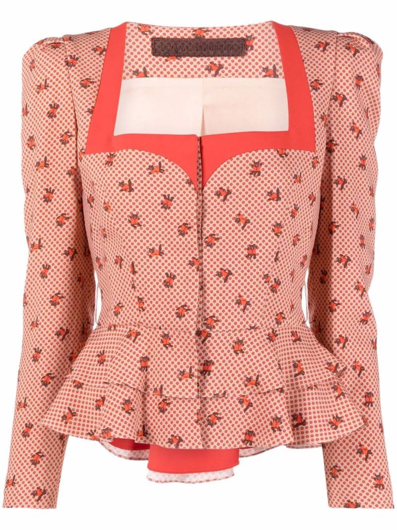 Ulyana Sergeenko printed peplum jacket - Neutrals von Ulyana Sergeenko