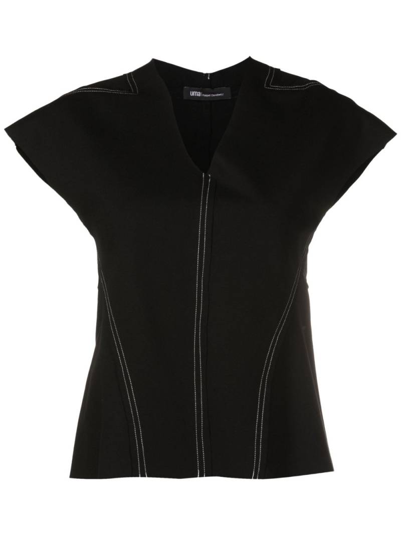 Uma | Raquel Davidowicz contrast-stitching V-neck top - Black von Uma | Raquel Davidowicz