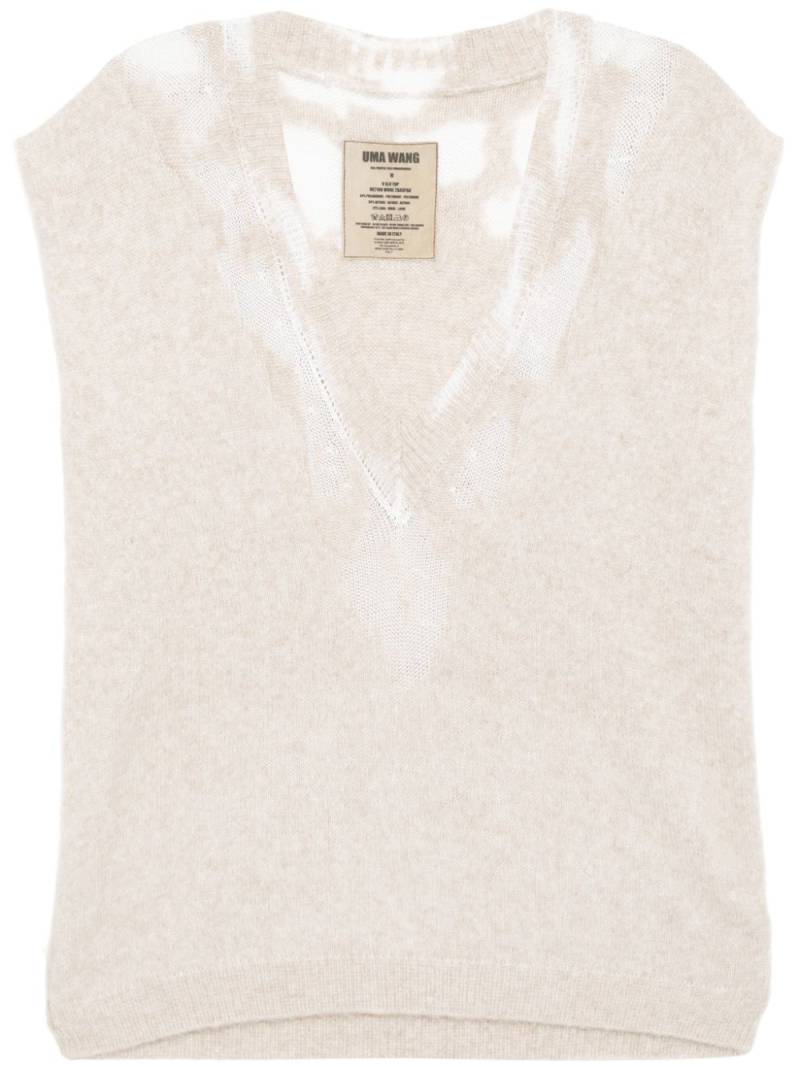 Uma Wang V-neck sleeveless knitted top - Neutrals von Uma Wang