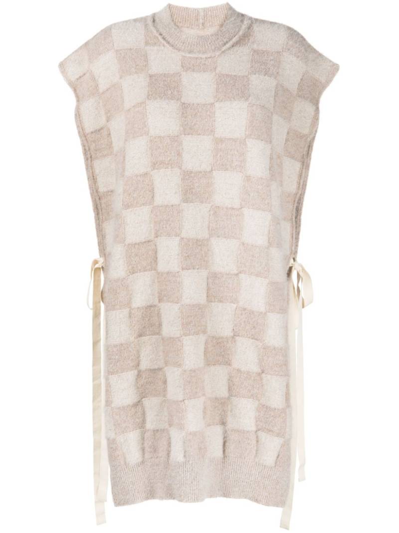 Uma Wang checkerboard-pattern knitted vest - Neutrals von Uma Wang