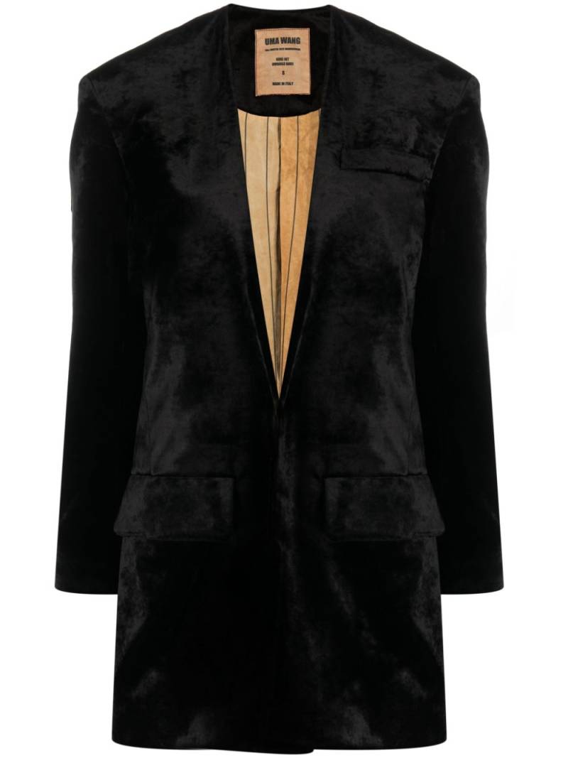 Uma Wang collarless velvet-effect coat - Black von Uma Wang