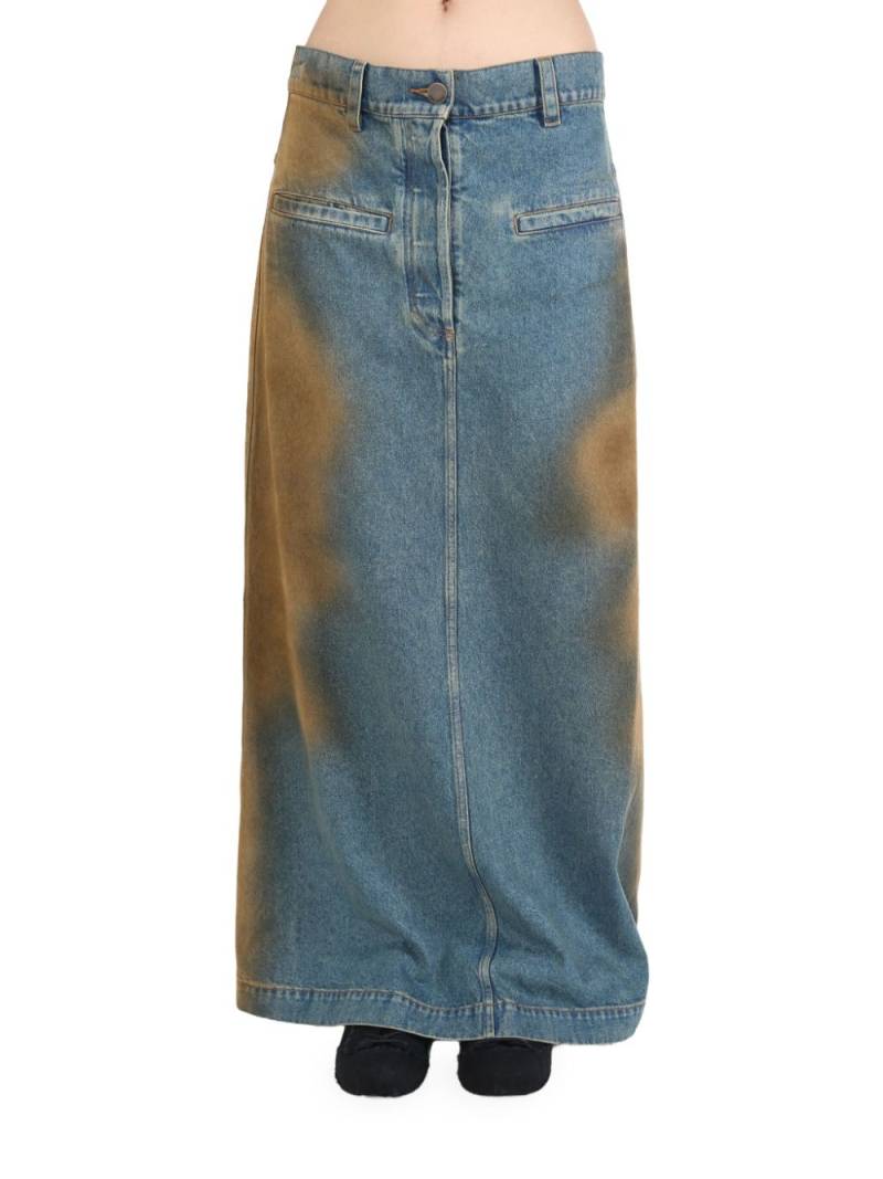 Uma Wang distressed-effect full skirt - Blue von Uma Wang