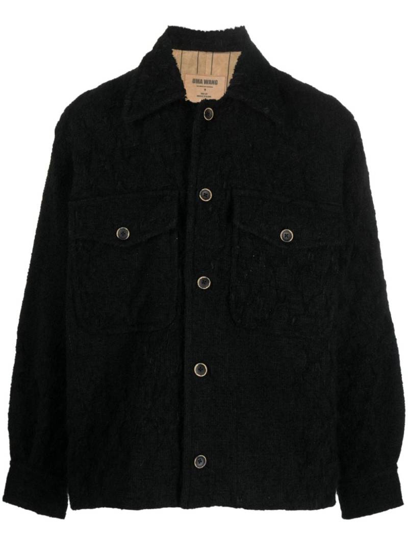 Uma Wang distressed-effect knitted shirt jacket - Black von Uma Wang