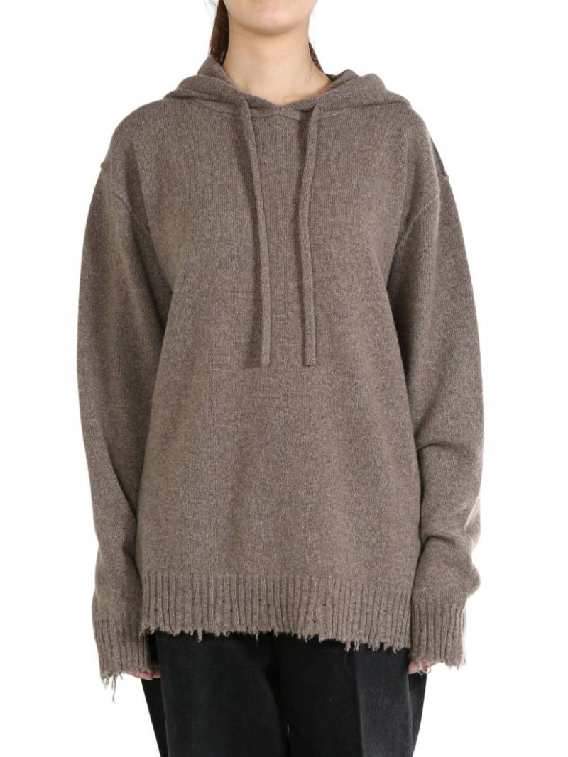 Uma Wang distressed knitted hoodie - Brown von Uma Wang