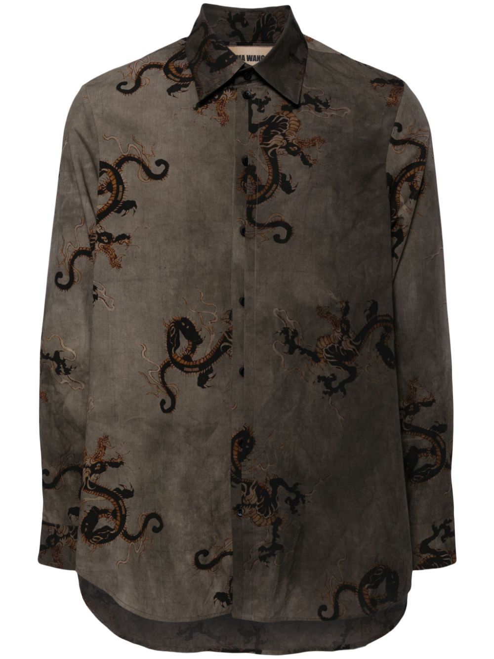 Uma Wang dragon-print long-sleeved shirt - Green von Uma Wang