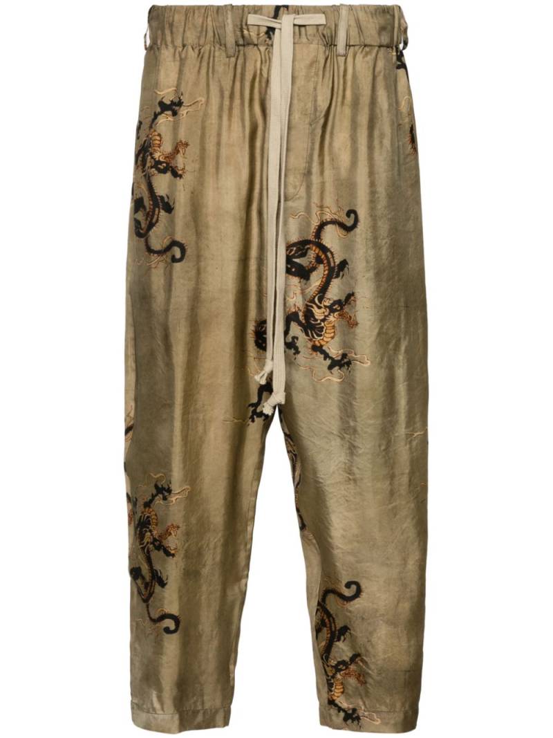 Uma Wang dragon-print tapered trousers - Neutrals von Uma Wang