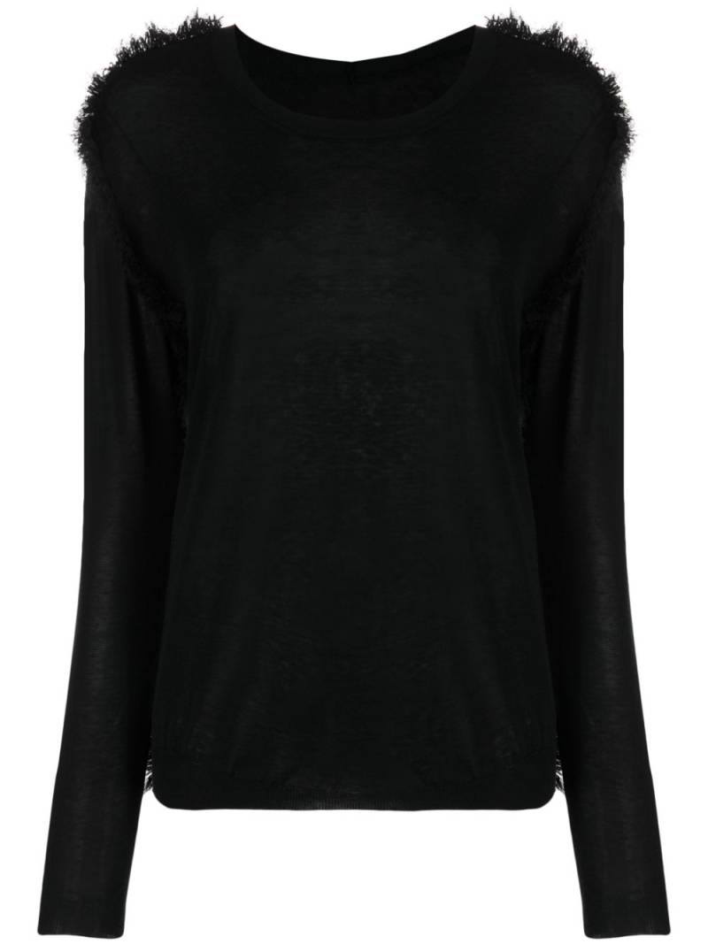 Uma Wang fine-knit frayed jumper - Black von Uma Wang