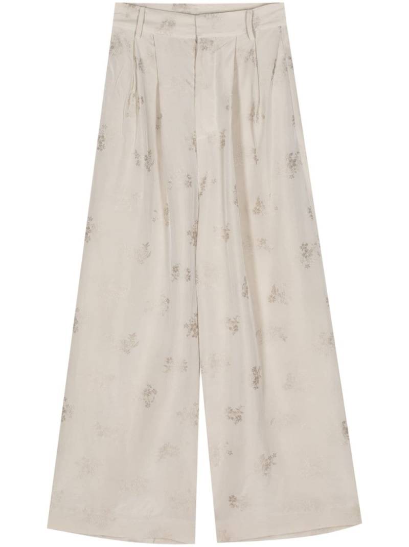 Uma Wang floral jacquard wide-leg trousers - Neutrals von Uma Wang