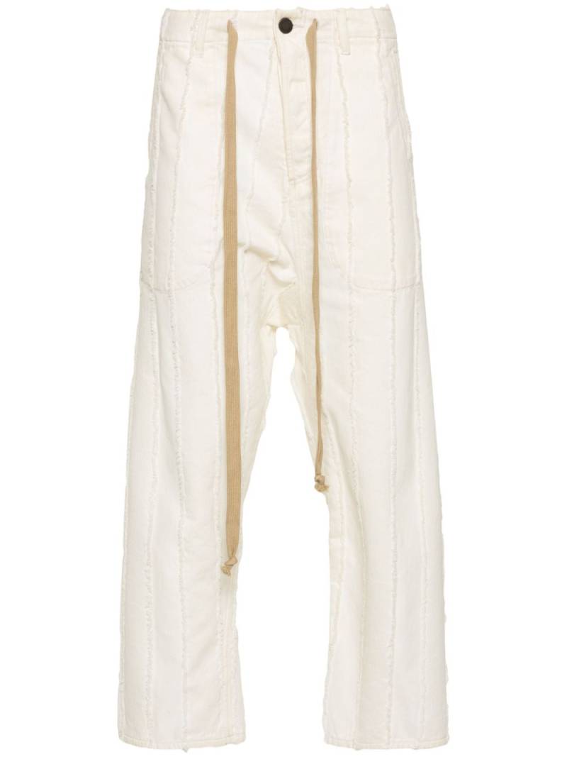 Uma Wang frayed striped tapered trousers - Neutrals von Uma Wang