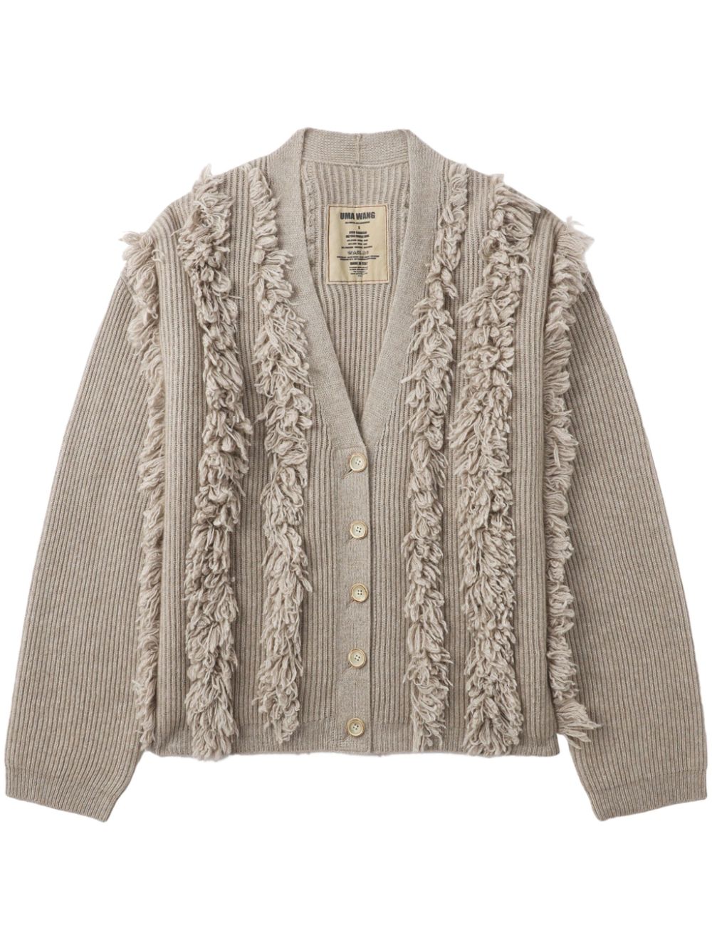 Uma Wang fringeshearling stripes ribbed jumper - Neutrals von Uma Wang