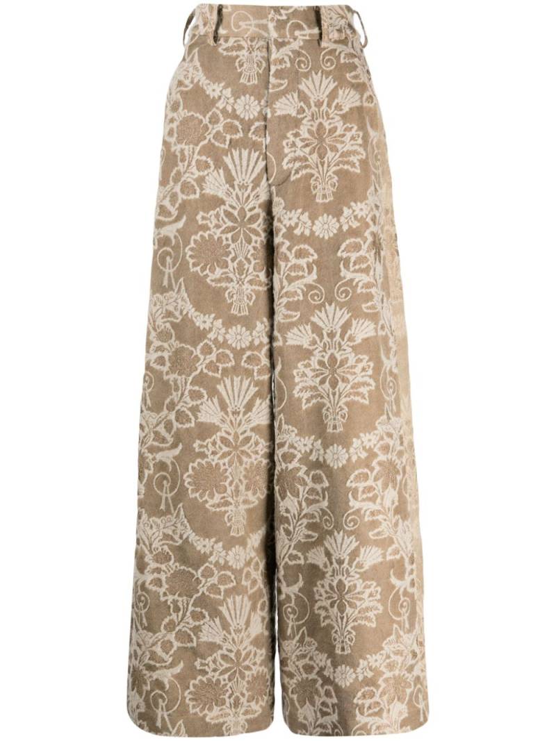 Uma Wang full-jacquard wide-leg trousers - Brown von Uma Wang