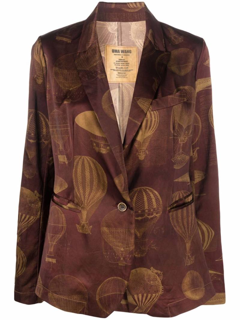 Uma Wang hot air balloon-print blazer - Brown von Uma Wang