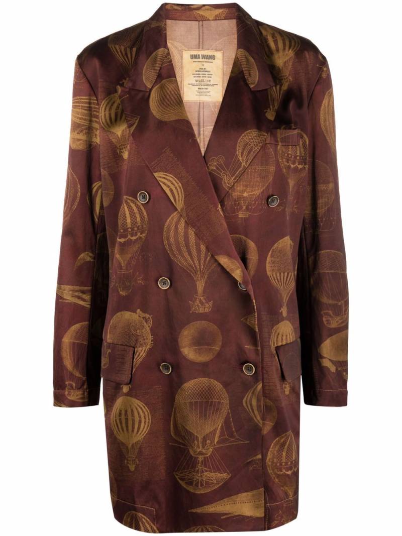 Uma Wang hot air balloon-print blazer - Red von Uma Wang