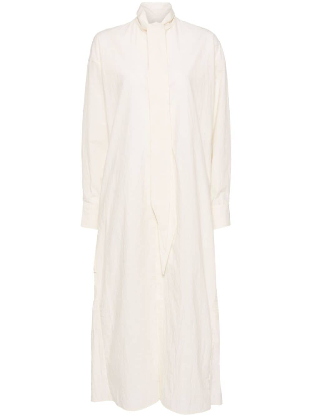 Uma Wang ruffle-detailing cotton dress - Neutrals von Uma Wang