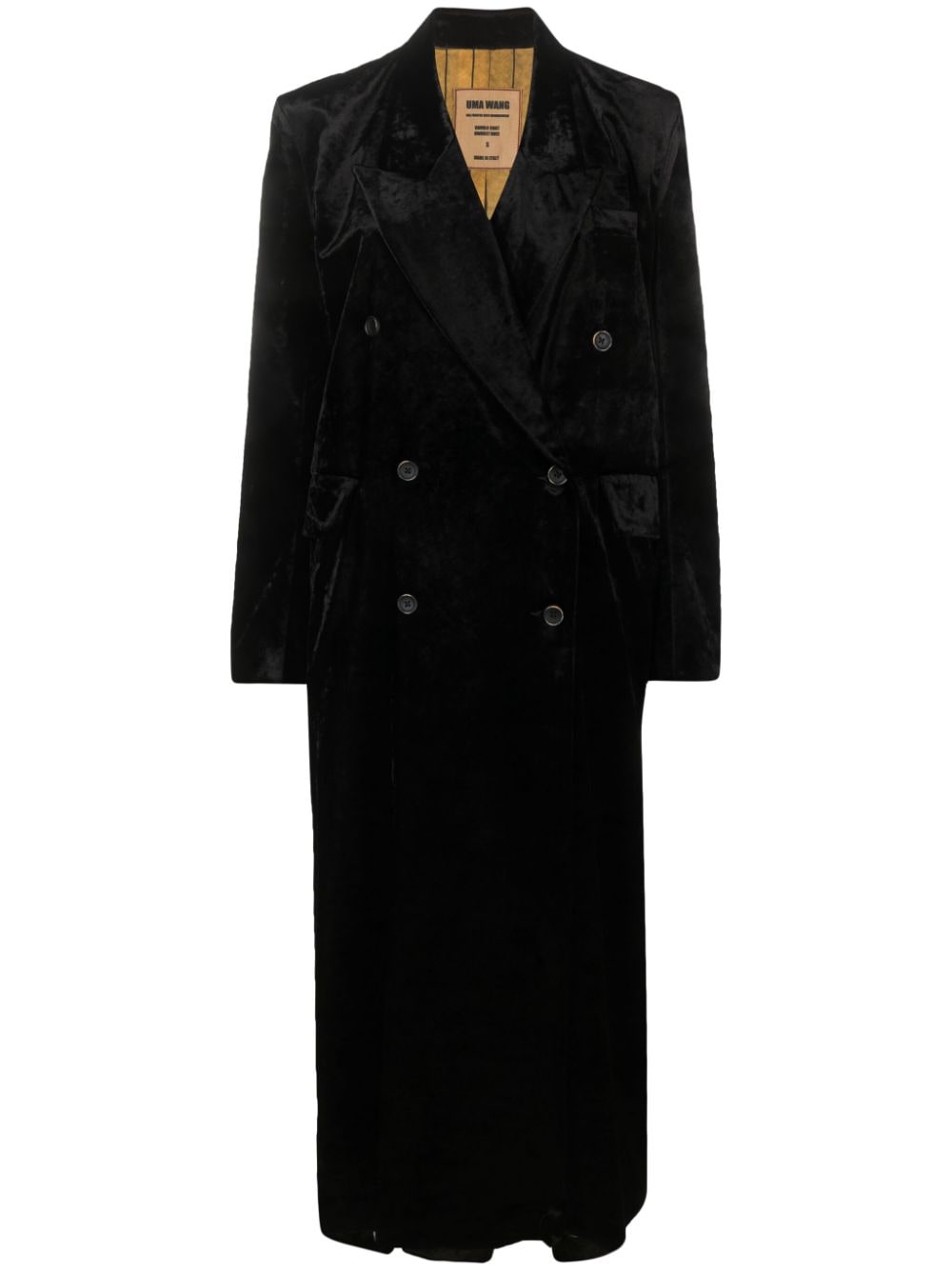 Uma Wang velvet-effect double-breasted coat - Black von Uma Wang