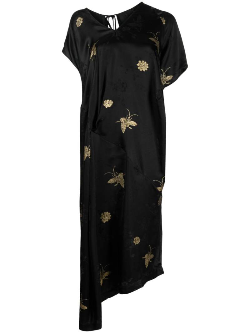 Uma Wang x onefifteen embroidered asymmetric dress - Black von Uma Wang