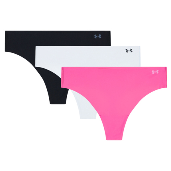 Under Armour - Women's Pure Stretch Solid Thong Pants 3 Pack - Alltagsunterwäsche Gr L;M;S;XL braun;rosa;schwarz von Under Armour