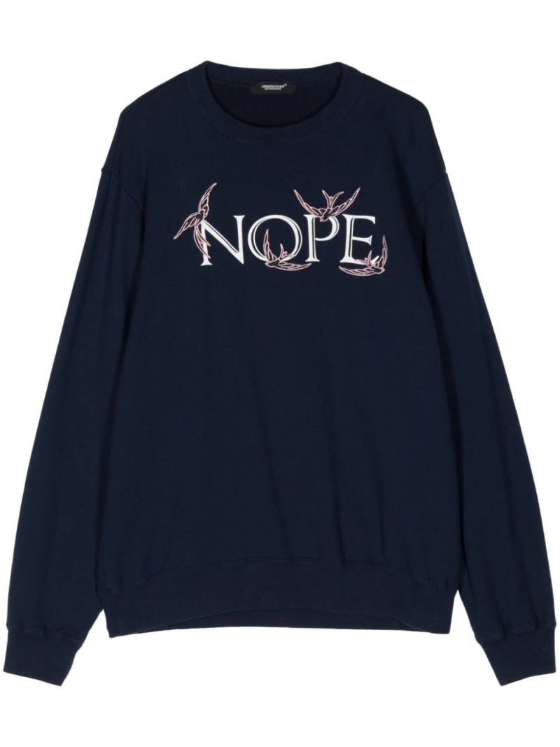 Undercover Nope-print cotton sweatshirt - Blue von Undercover