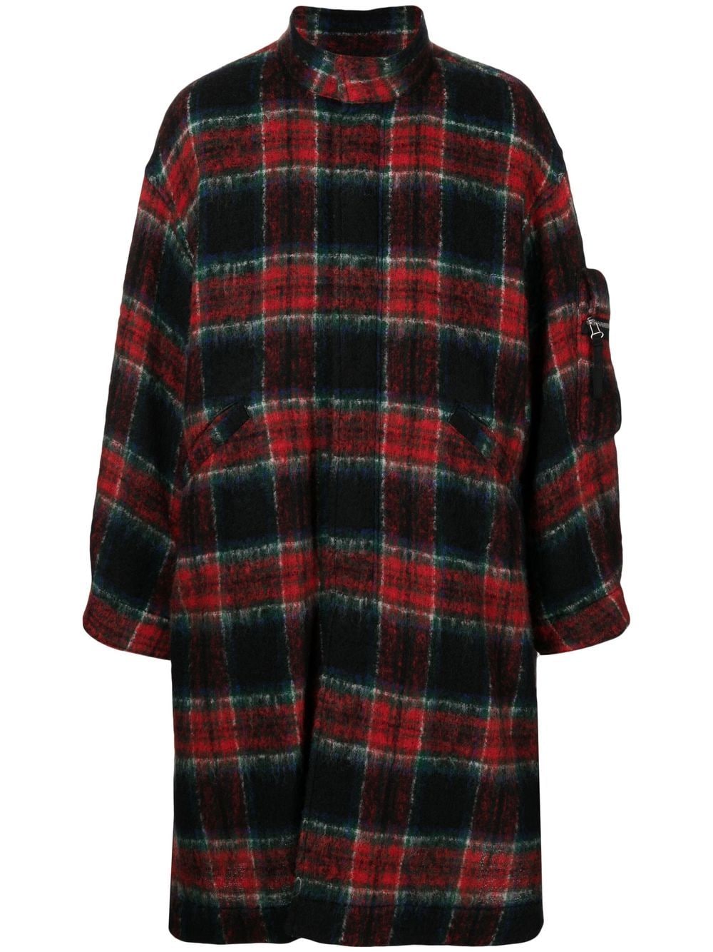 Undercover check-pattern zip-front midi coat - Multicolour von Undercover
