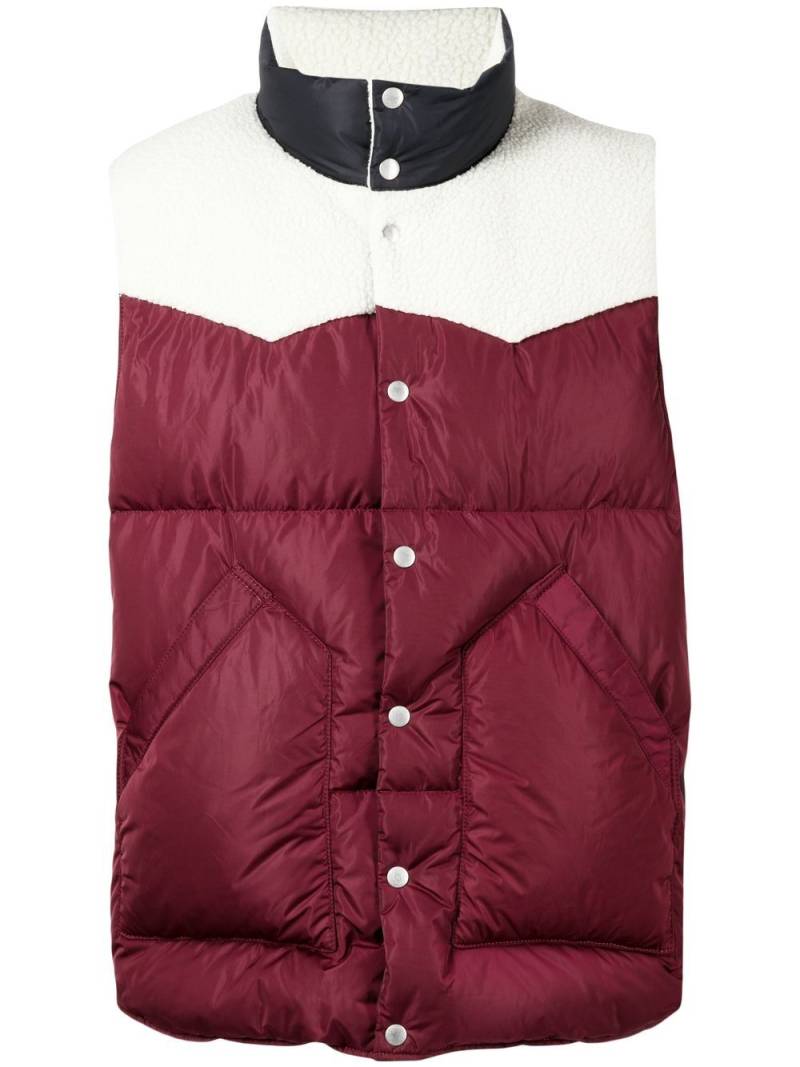 Undercover colour-block padded down gilet - Red von Undercover